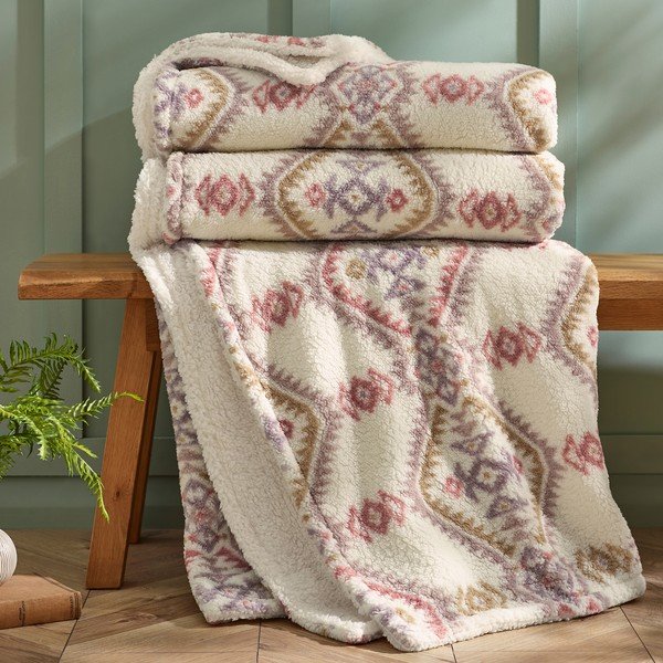 Natúr színű takaró 240x200 cm Navajo Fleece – Catherine Lansfield-image-2