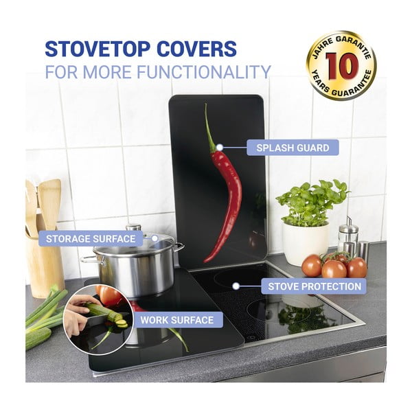 Edzett üveg tűzhely fedőlap szett 2 db-os 30x52 cm Peperoni – Wenko-image-4