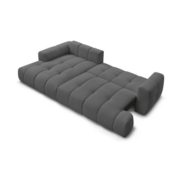 Sötétszürke kinyitható-tárolóhelyes sarokkanapé (bal oldali-heverő résszel) Fuji – Bobochic Paris-image-4