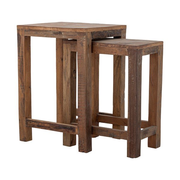 Újrahasznosított fa tárolóasztal szett 2 db-os 40x36 cm Galen – Bloomingville-image-3