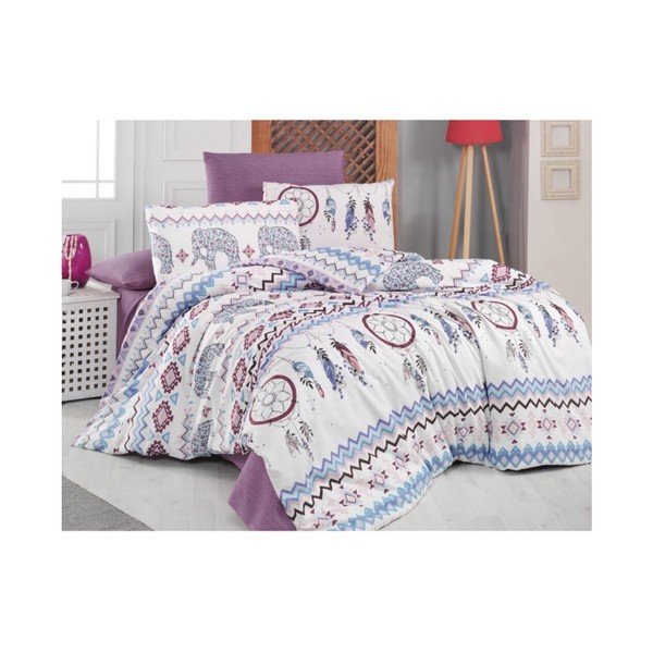 Kék-barna kétszemélyes-hosszabbított ágyneműhuzat lepedővel Elephant – Mila Home-image-1