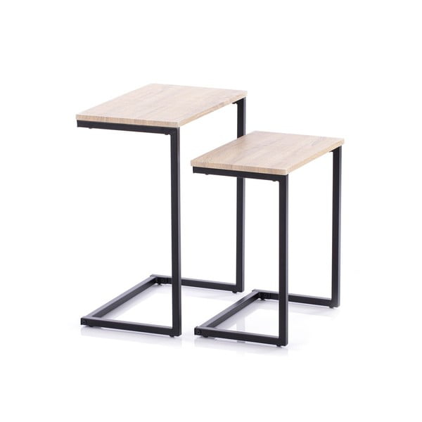 Tárolóasztal szett tölgyfa dekoros asztallappal 2 db-os 30x48 cm Jalt – Homede
