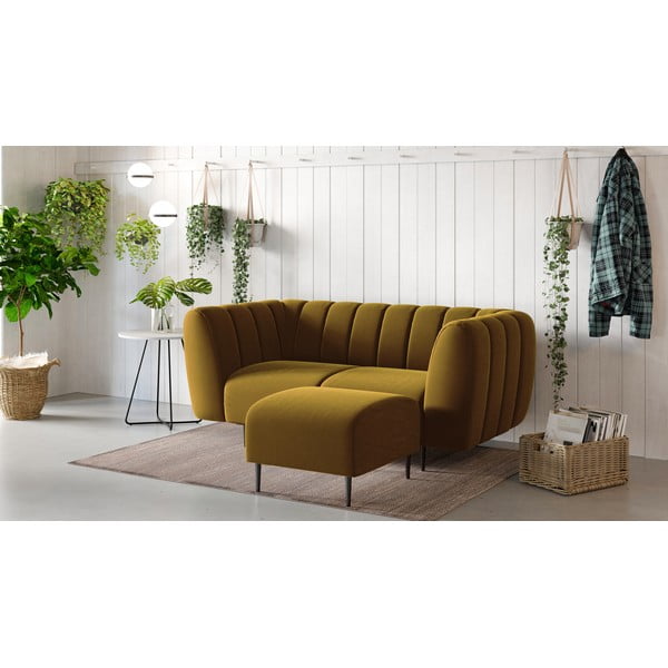 Shel mézsárga bársony lábtartó - Ghado-image-1