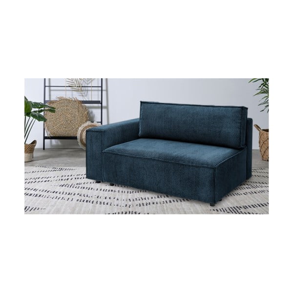 Sötétkék kordbársony kanapé modul (bal oldali) Nihad modular – Bobochic Paris-image-1