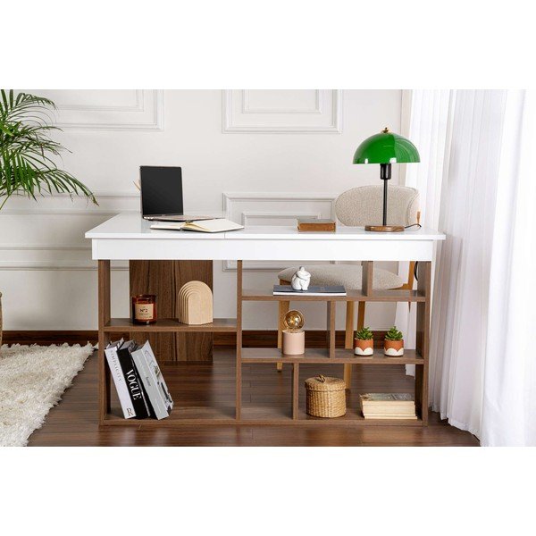 Íróasztal diófa dekorral 120x130 cm Vesper – Kalune Design-image-3