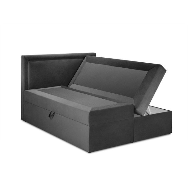 Sötétszürke boxspring ágy tárolóhellyel 180x200 cm Yucca – Mazzini Beds-image-4