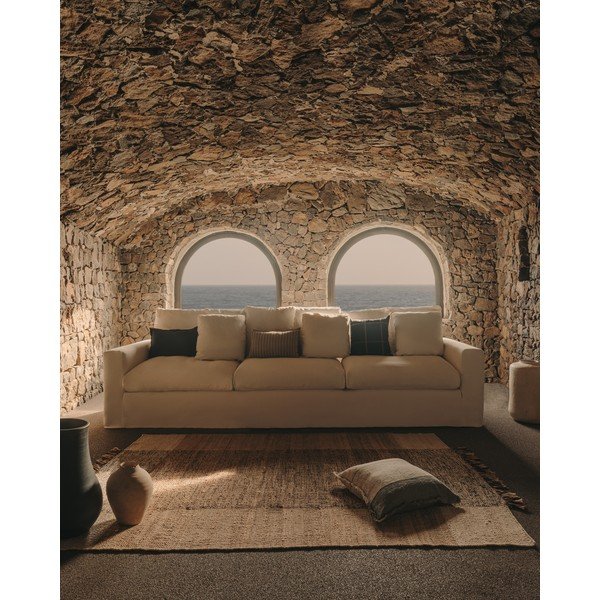 Bézs kétoldalas kézi szövésű juta szőnyeg 160x230 cm Sully – Kave Home-image-1