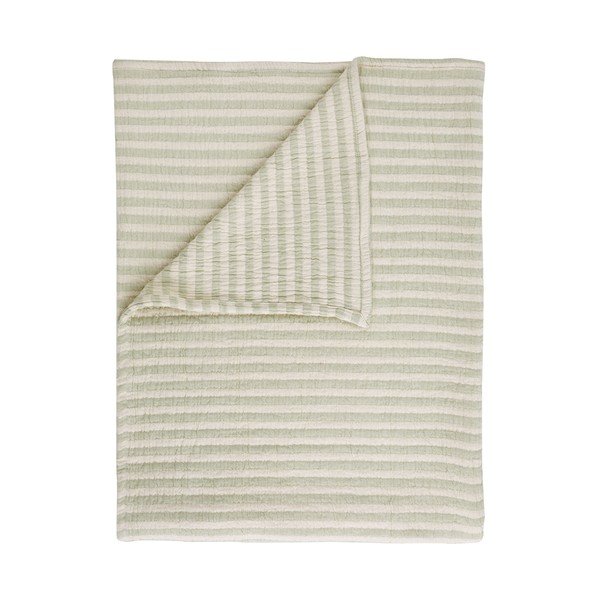 Zöld pamut takaró 150x200 cm Cotton Muslin Stripe – Bianca