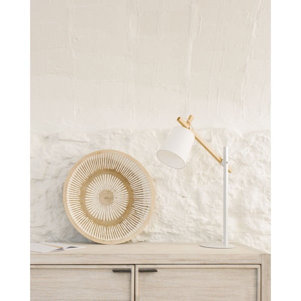 Fehér akácfa asztali lámpa textil búrával (magasság 65 cm) Kosta – Kave Home-image-1