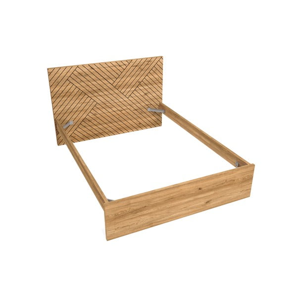 Natúr színű franciaágy tölgyfa dekorral 160x200 cm Zebra – Marckeric-image-2