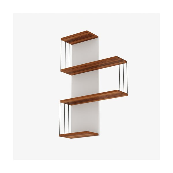 Fehér-natúr színű többszintes fali polc borovi fenyő dekorral 64 cm Cambel – Kalune Design-image-3