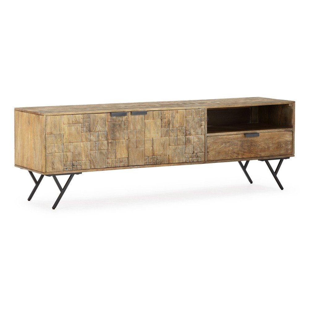 Natúr színű mangófa TV-állvány 175x55x40 cm Priya – MOME