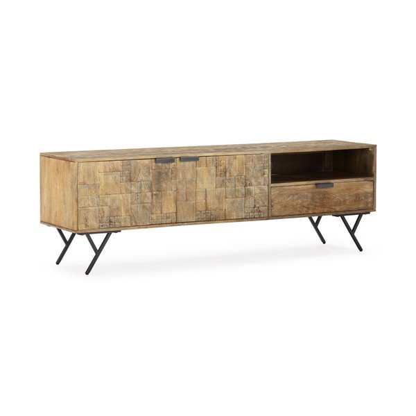 Natúr színű mangófa TV-állvány 175x55x40 cm Priya – MOME