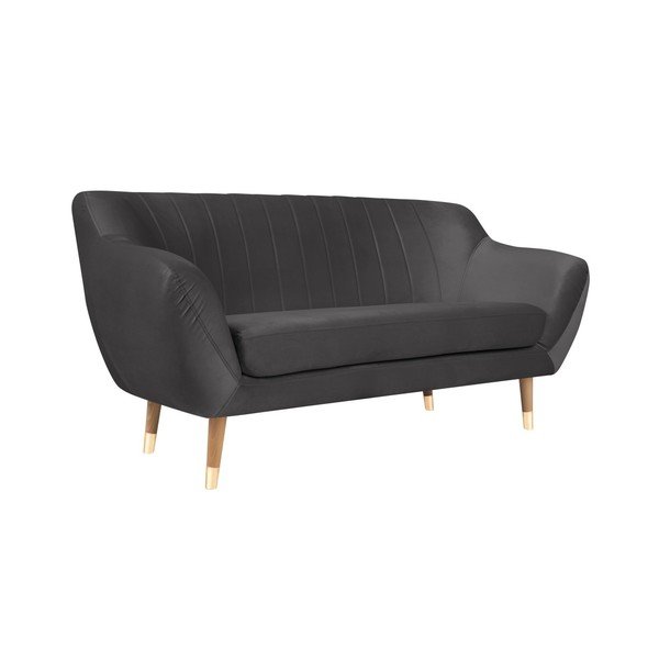 Benito szürke bársony kanapé, 158 cm - Mazzini Sofas-image-2