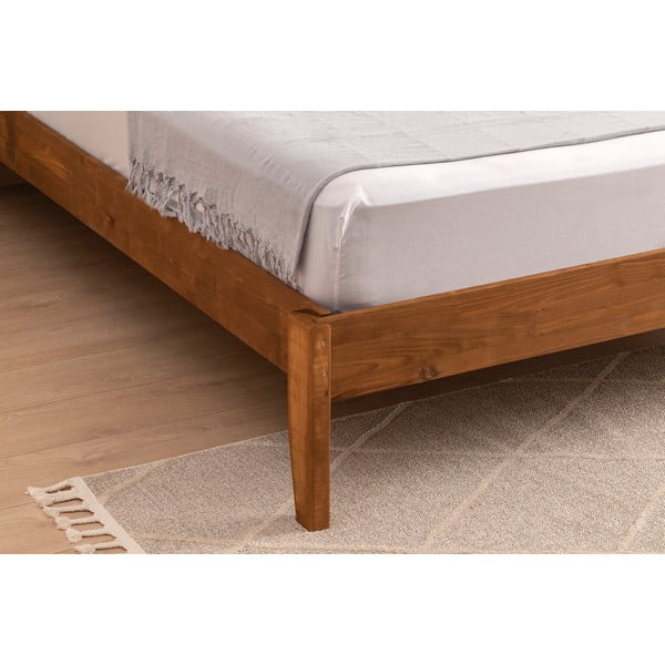 Natúr színű-sötétbarna lucfenyő egyszemélyes ágy ágyráccsal 90x200 cm Venus – Kalune Design-image-4