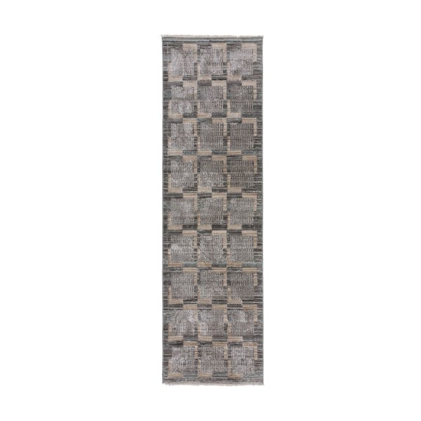 Szürke-bézs futószőnyeg 66x300 cm Evelyn Blocks – Flair Rugs