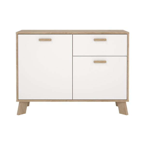 Fehér-natúr színű komód tölgyfa dekorral 99x73x39 cm Ikast – Tvilum