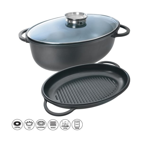 Al Aroma sekély teflon sütőedény üvegfedővel - Orion-image-1