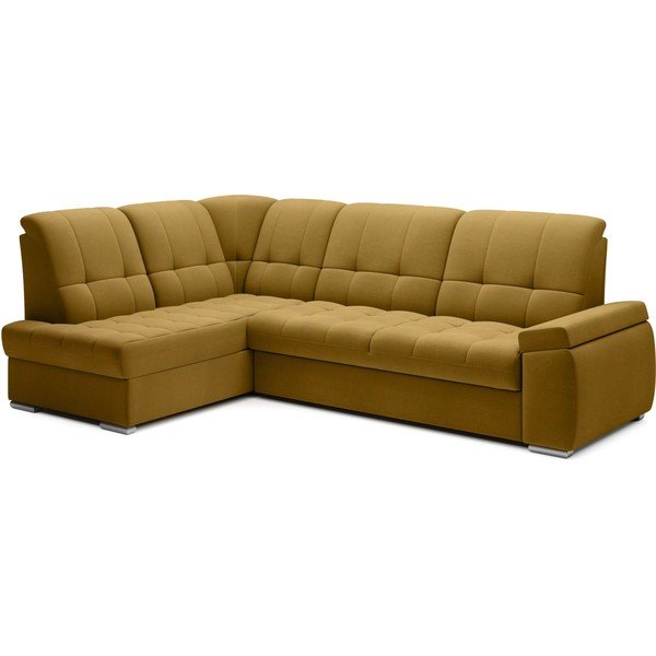 Sárga bársony kinyitható-tárolóhelyes sarokkanapé (bal oldali-L alakú) Sado – ELTAP-image-2