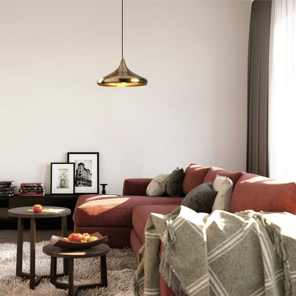 Aranyszínű függőlámpa fém búrával ø 35 cm Nile – Opviq lights-image-1