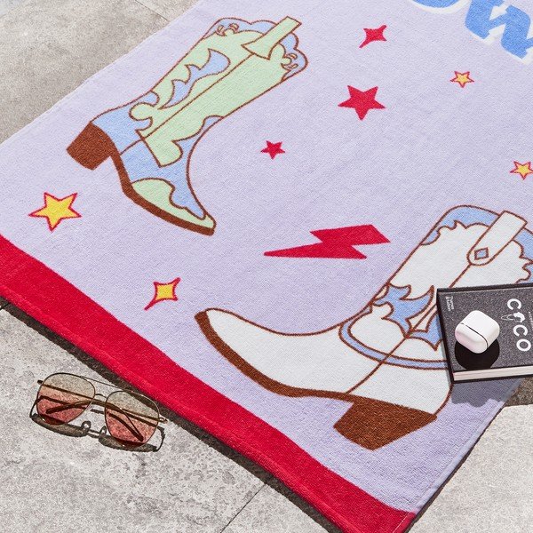 Lila frottír pamut strandtörölköző 76x160 cm Howdy Cowgirl – Sassy B-image-2