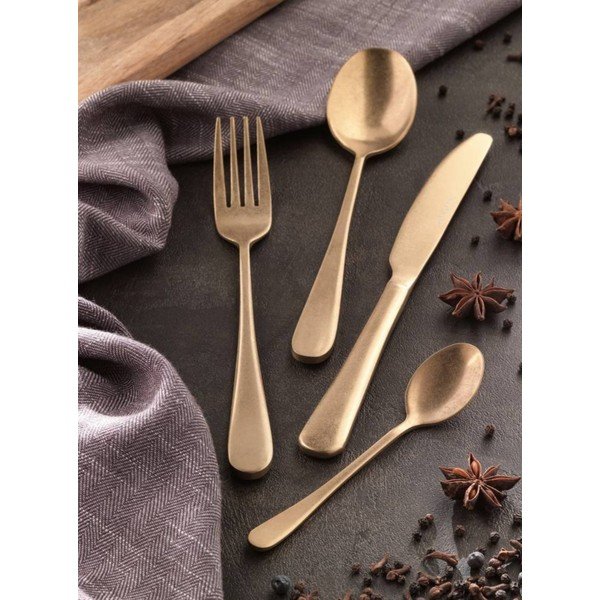 Aranyszínű rozsdamentes evőeszköz készlet 16 db-os Posate Old - Brandani-image-1