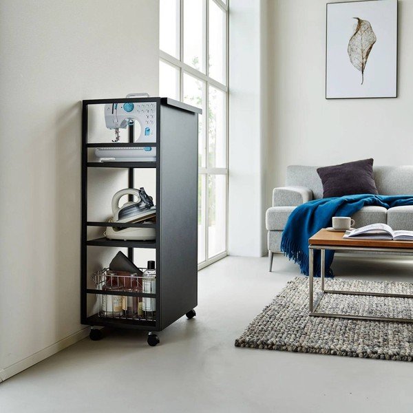 Fekete fém gurulós polcos állvány 42x84,5x32 cm Tower – YAMAZAKI-image-4