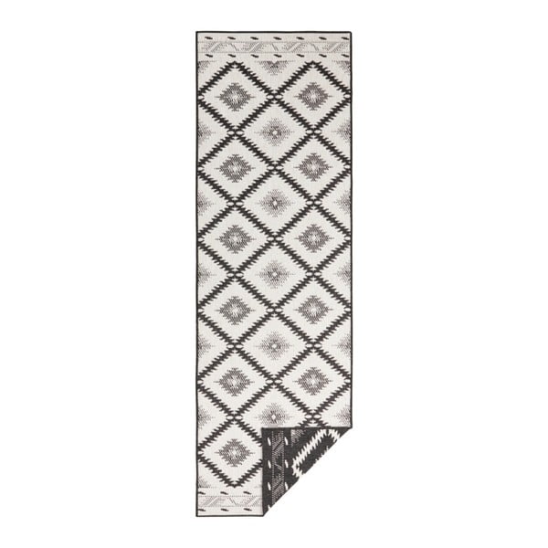 Malibu fekete-krémszínű kültéri szőnyeg, 80 x 250 cm - NORTHRUGS