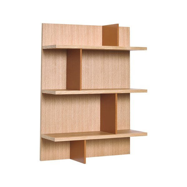 Natúr színű többszintes fali polc tölgyfa dekorral 60 cm Stand – Hübsch