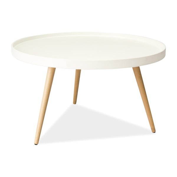 Toni fehér tálca-asztal kaucsukfa lábakkal, Ø 78 cm - Signal