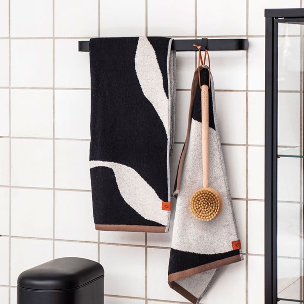 Fekete-fehér bio pamut törölköző szett 2 db-os 50x90 cm Nova Arte – Mette Ditmer Denmark-image-1