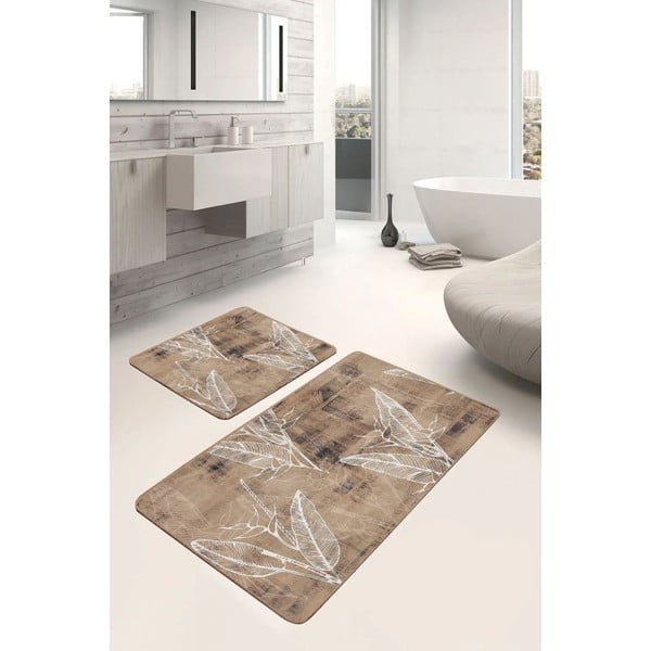 Barna bársony fürdőszobai kilépő szett 2 db-os 60x100 cm – Mila Home-image-1