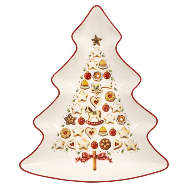 Tree piros-fehér porcelán karácsonyfa alakú szervírozó tál - Villeroy & Boch
