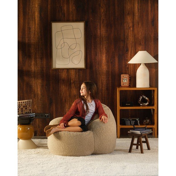 Bézs műszőrme gyerek babzsákfotel Momo – Wigiwama-image-4