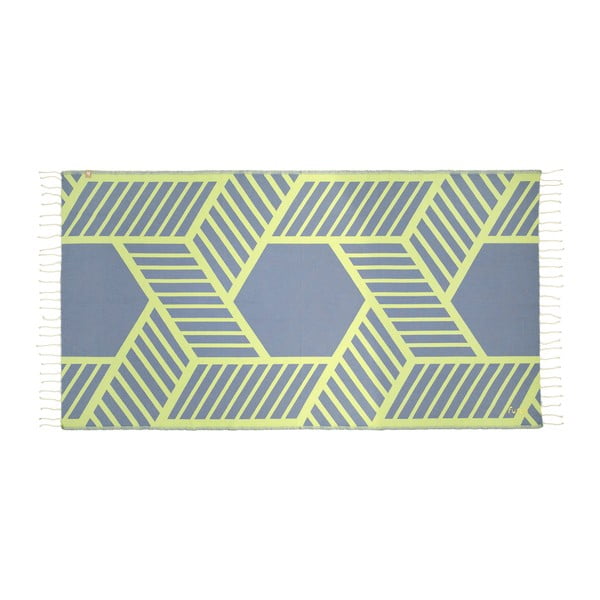 Comporta zöld-kék pamut strandlepedő, 190 x 100 cm - Futah