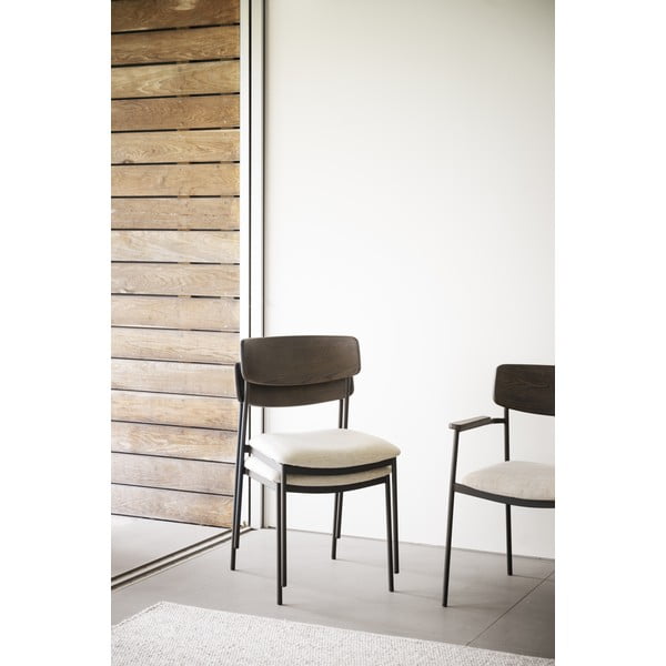 Krémszínű-sötétbarna étkezőszék szett 2 db-os Maymont – Rowico-image-2