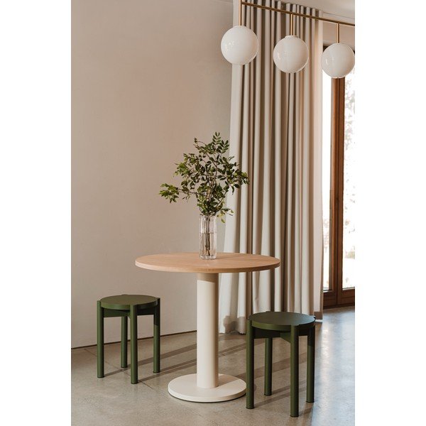 Kerek étkezőasztal tölgyfa dekoros asztallappal ø 80 cm Sool – noo.ma-image-2