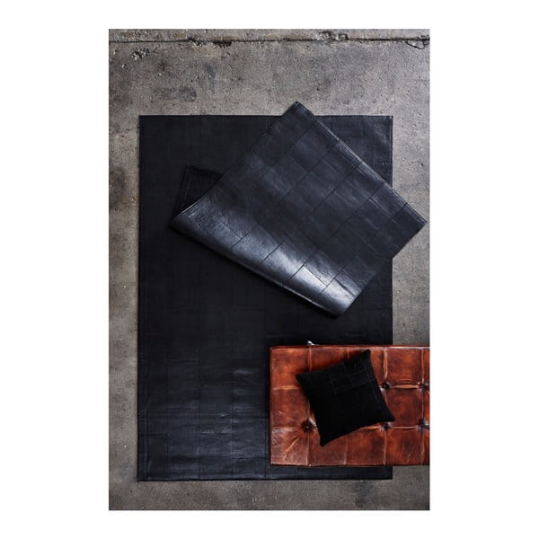 Athens fekete szőnyeg valódi bőrből, 120 x 180 cm - Fuhrhome-image-4