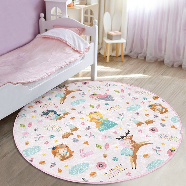 Világos rózsaszín gyerek szőnyeg ø 100 cm Comfort – Mila Home-image-1