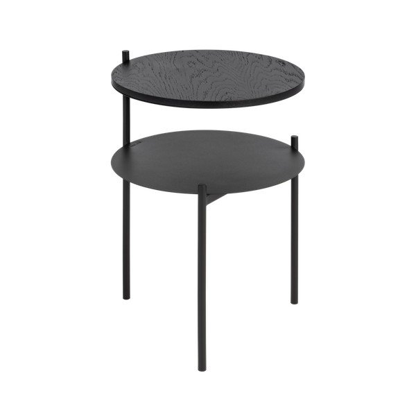 Fekete éjjeliszekrény tölgyfa dekoros asztallappal Tu – noo.ma