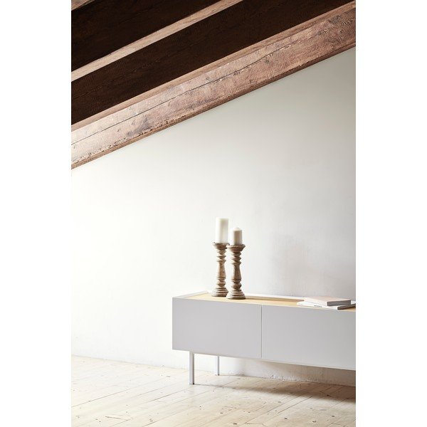 Fehér-natúr színű TV-állvány tölgyfa dekorral 180x45 cm Arista – Teulat-image-2