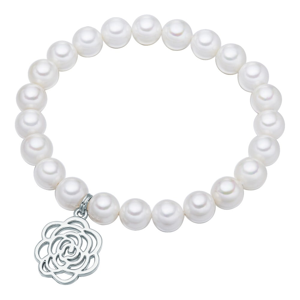 Flower fehér gyöngy karkötő, hossz 19 cm - Pearls of London