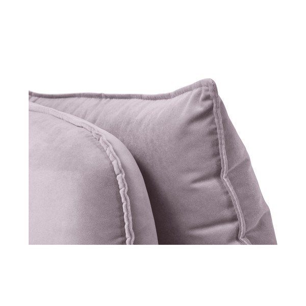 Lento világos rózsaszín bársony heverő fekete lábakkal, bal oldali - Kooko Home-image-3