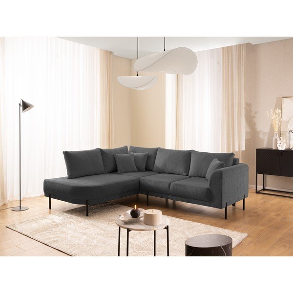 Sötétszürke zsenília sarokkanapé (bal oldali-L alakú) Mauris  – Ropez-image-1