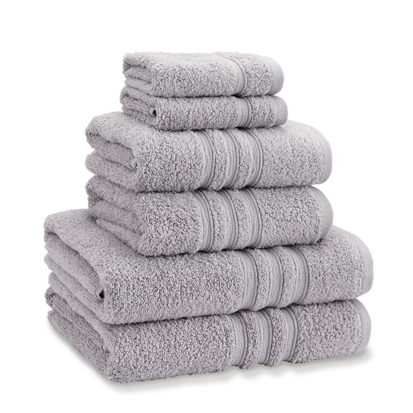 Világosszürke frottír pamut törölköző és fürdőlepedő készlet 6 db-os Zero Twist – Catherine Lansfield