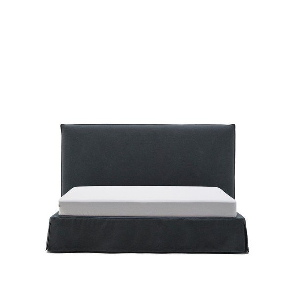 Antracitszürke kárpitozott franciaágy 180x200 cm Jaira – Kave Home-image-4