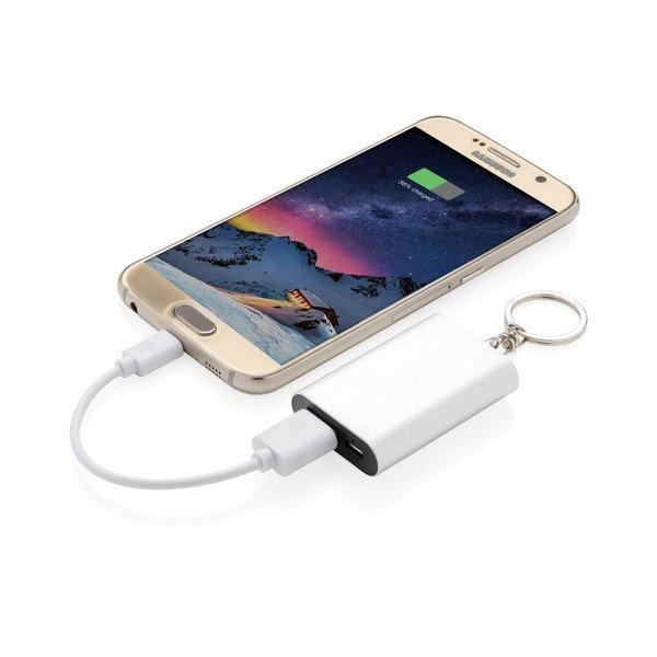 Ezüstszínű kompakt powerbank, kulcstartóval - XD Design-image-1