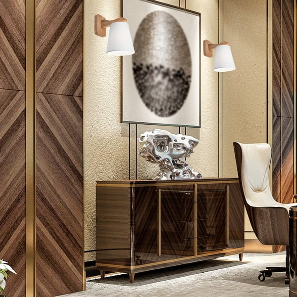 Fehér-barna fali lámpa ø 16 cm Andreas – LAMKUR-image-3