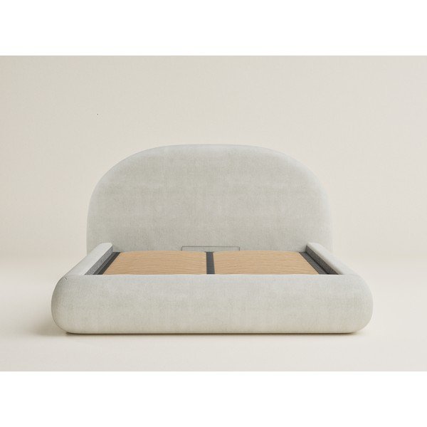 Krémszínű kárpitozott ágyneműtartós franciaágy ágyráccsal 160x200 cm Maumere – Maison de Rêve-image-2