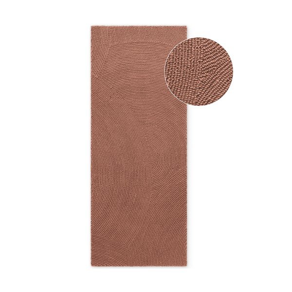 Terrakotta színű kézi szövésű gyapjú futószőnyeg 80x200 cm Calmio – Hanse Home